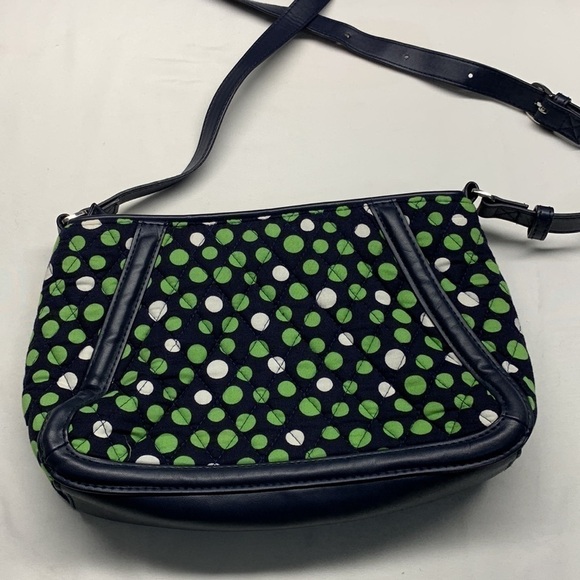 Vera Bradley Quilted Crossbody Bag Purse Navy with Polka Dots Adjustable Strap - Picture 2 of 13